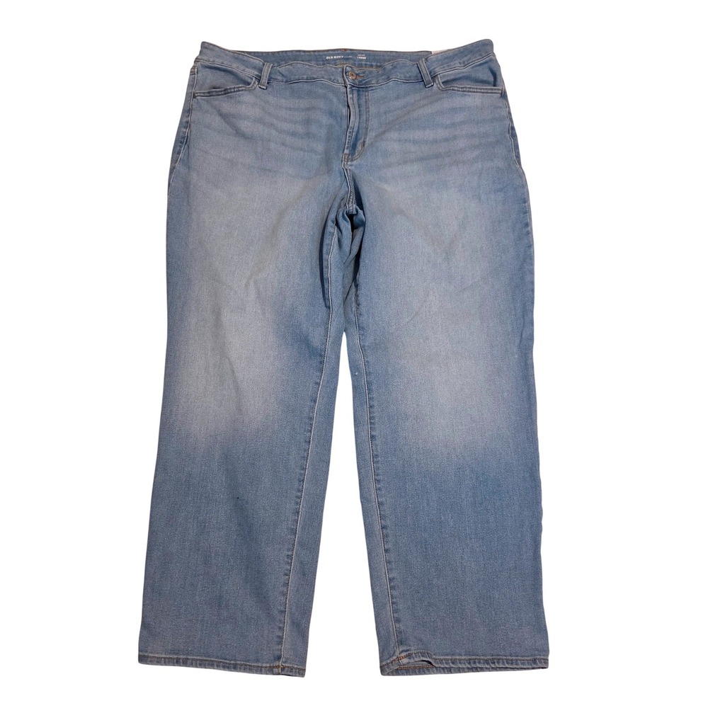 Old Navy High-Rise Loose Jeans Womens 22 Light Wash Blue Denim Stretch Wide Leg
